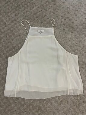Wilfred Cream Sheer High-Neck Spaghetti Strap Cami
